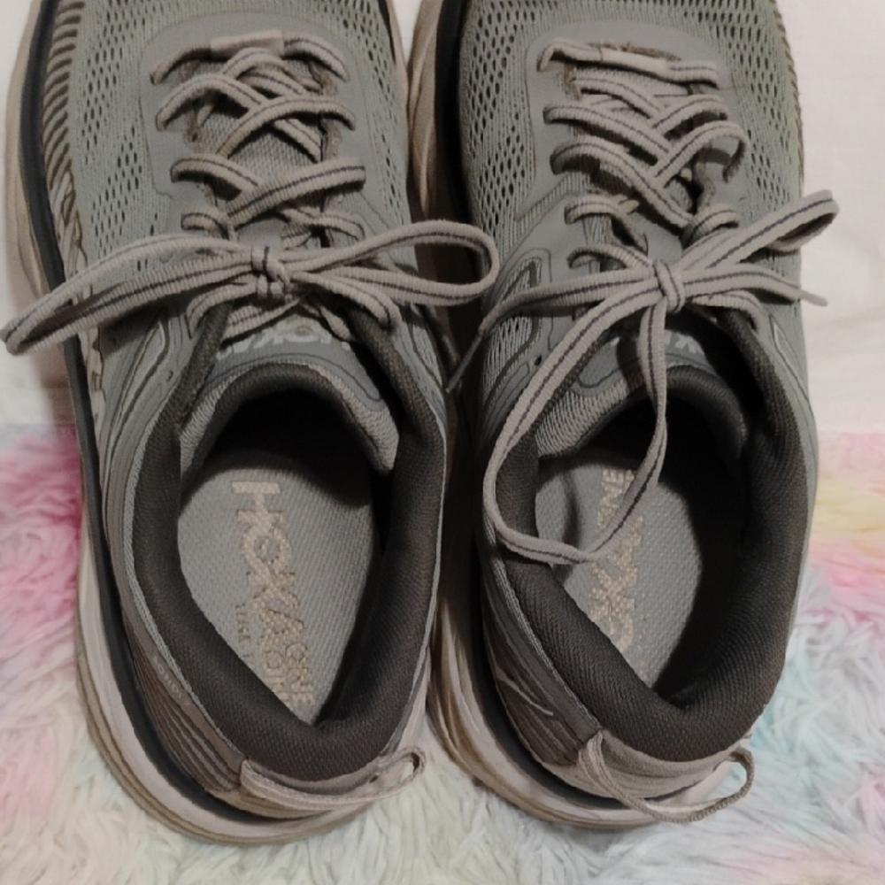 Hoka One One Bomdi 7 Gray Athletic Shoes with Maximalist Cushioning #51 - Picture 7 of 14